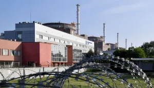 (FILES) This file photo taken on June 15, 2023 shows the Russian-controlled Zaporizhzhia nuclear power plant in southern Ukraine. A drone hit the Zaporizhzhia nuclear power plant in Russian-occupied southern Ukraine, the UN nuclear agency confirmed on May 31, 2026. "The IAEA team at the ZNPP (Zaporizhzhia nuclear power plant) observed damage to the exterior of a turbine building which the plant said was hit by a drone strike yesterday," the Vienna-based International Atomic Energy Agency posted on social media. "The team's observations are consistent with the impact of a drone," it added, noting that "radiation levels at the site remain normal". The plant lies close to the frontline in southern Ukraine. Moscow and Kyiv have repeatedly accused each other of risking a nuclear catastrophe with attacks. (Photo by Olga MALTSEVA/AFP)