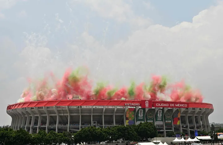 Fireworks explode during the opening ceremony ahead of the 2026 World Cup Group A football match between Mexico and South Africa at the Mexico City Stadium in Mexico City on June 11, 2026. (Photo by Mario Vazquez/AFP)