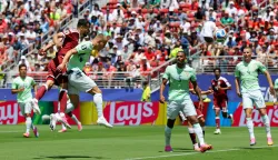 Soccer Football - FIFA World Cup 2026 - Group B - Qatar v Switzerland - San Francisco Bay Area Stadium, Santa Clara, California, U.S. - June 13, 2026 Qatar's Boualem Khoukhi scores their first goal REUTERS/Carlos Barria Photo: CARLOS BARRIA/REUTERS