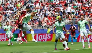 Soccer Football - FIFA World Cup 2026 - Group B - Qatar v Switzerland - San Francisco Bay Area Stadium, Santa Clara, California, U.S. - June 13, 2026 Qatar's Boualem Khoukhi scores their first goal REUTERS/Carlos Barria Photo: CARLOS BARRIA/REUTERS