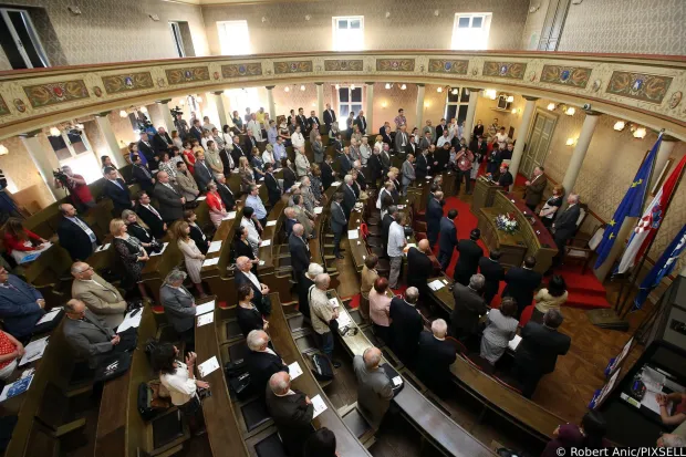 23.06.2014., ZagrebrStarogradska vijecnica - Pocetak rada Hrvatskog iseljenickog kongresa, prvog znanstvenog skupa koji ce istaknuti i povezati zajednicke teme iseljene i domovinske Hrvatske. Kongres je otvorio predsjednik Hrvatskog sabora Josip Leko i kardinal i nadbiskup zagrebacki Josip Bozanic. rPhoto: Robert Anic/PIXSELL
