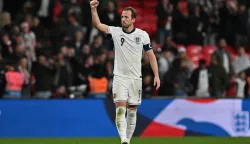 (FILES) England's striker #09 Harry Kane celebrates on the pitch after the 2026 World Cup Group K qualifier football match between England and Albania, at Wembley stadium in London, on March 21, 2025. Panama heads to its second World Cup aiming to defy expectations and advance from the group stage, with a squad lacking big stars and facing Harry Kane?s England, Luka Modric?s Croatia and Ghana (Photo by Glyn KIRK/AFP)/NOT FOR MARKETING OR ADVERTISING USE/RESTRICTED TO EDITORIAL USE