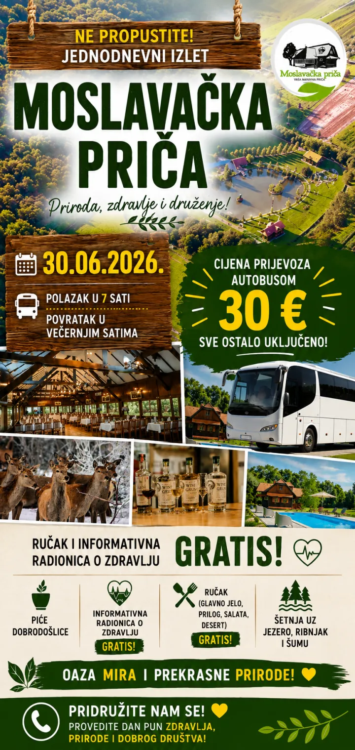 Klub 60+ organizira jednodnevni izlet za starije osobe u seosko domaćinstvo Moslavačka priča