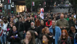 28, September, 2025, Belgrade - The students in the blockade and the Belgrade assemblies announced a protest in front of the Radio and Television of Serbia building at 4 p.m., but the police pushed them back to Palilula Market because SNS activists who organized the "rally against violence and blockades" were approaching from the other side.Photo: R.Z./ATAImages28, septembar 2025, Beograd - Studenti u blokadi i zborovi Beograda najavili su u 16 casova protest ispred zgrade Radio-televizije Srbije, ali policija ih je potisnula do Paliluske pijace jer su sa druge strane dolazili aktivisti SNS koji organizovali "skup protiv nasilja i blokada". Photo: R.Z./ATAImages Photo: R.Z./ATAImages/PIXSELL