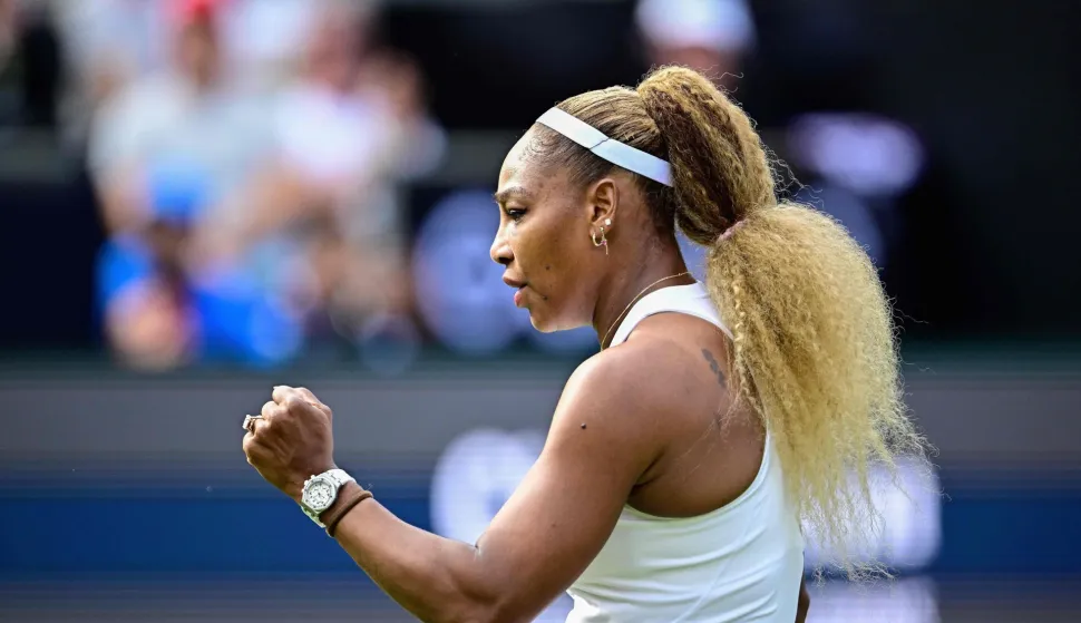 US tennis player Serena Williams reacts as she plays with Czech Republic's Karolina Muchova against New Zealand's Erin Routliffe and Mexico's Giuliana Olmos during the women's doubles round of 16 match at the WTA500 Berlin Tennis Open tournament in Berlin on June 16, 2026. (Photo by Tobias SCHWARZ/AFP)