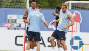 PALM BEACH GARDENS, FLORIDA - JUNE 09: Harry Kane #9 of England in training on June 09, 2026 in Palm Beach Gardens, Florida. Richard Pelham/Getty Images/AFP (Photo by Richard Pelham/GETTY IMAGES NORTH AMERICA/Getty Images via AFP)