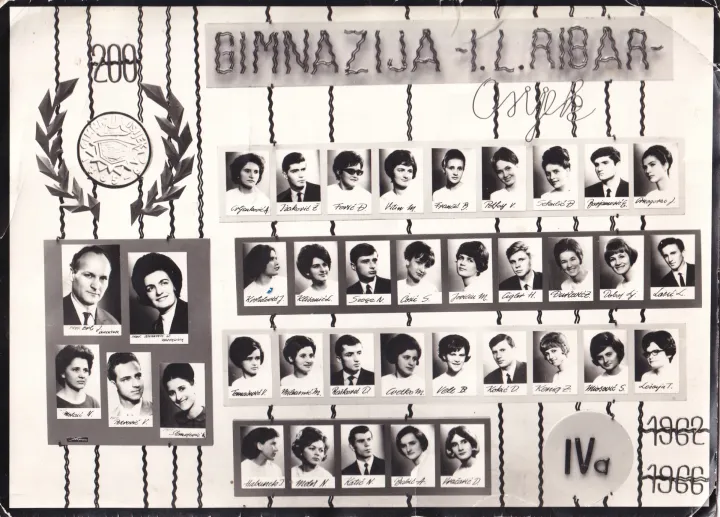 IV.a razred Gumnazije Ivo Lola Ribar Osijek proslavio 60 godina matureMaturantski panoUstupljeno
