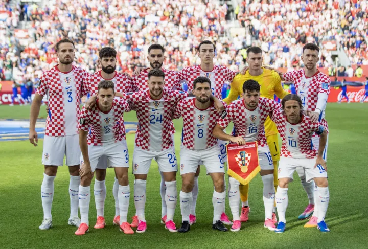 Toronto, 24.06.2026 - Utakmica drugog kola skupine L Svjetskog nogometnog prvenstva, Panama - Hrvatska na BMO Field stadionu u Torontu. Na slici početna postava Hrvatske nogometne reprezentacije, Marin Pongračić, Jo&scaron;ko Gvardiol, Josip &Scaron;utalo, Petar Musa, Dominik Livaković, Ivan Peri&scaron;ić, Josip Stani&scaron;ić, Marco Pa&scaron;alić, Mateo Kovačić, Martin Baturina, Luka Modrić.foto HINA/ Daniel KASAP/ ds