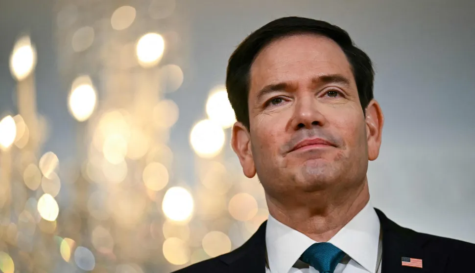 US Secretary of State Marco Rubio stands during a brief appearance for the press before meeting with Kuwaiti Foreign Minister Sheikh Jarrah Jaber Al-Ahmad Al-Sabah at the State Department in Washington, DC on June 4, 2026. (Photo by Kent NISHIMURA/AFP)