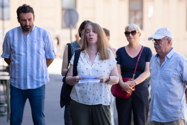 Osijek, 25. 6. 2026., Otkrivanje kamena spoticanja, Tijardovićeva ulicakameni spoticanja; sjećanje; židovske obitelji; holokaust; židovska općina