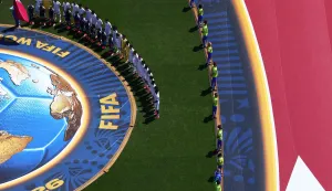 SEATTLE, WASHINGTON - JUNE 24: Qatar players line up before the FIFA World Cup 2026 Group B match between Bosnia and Herzegovina and Qatar at Seattle Stadium on June 24, 2026 in Seattle, Washington. Dean Mouhtaropoulos/Getty Images/AFP (Photo by Dean Mouhtaropoulos/GETTY IMAGES NORTH AMERICA/Getty Images via AFP)
