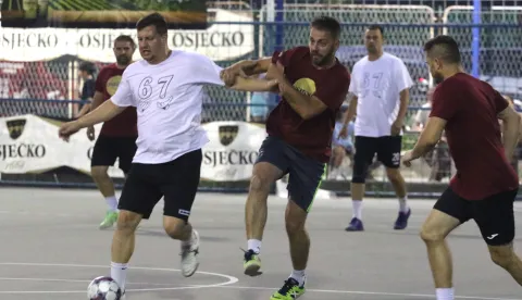 Osijek, 25. 06. 2026, Igrali&scaron;te na Olimpiji, mali nogomet, Tri kornera penal, turnir.VET B Six seven - Osječko 1664..snimio GOJKO MITIĆ