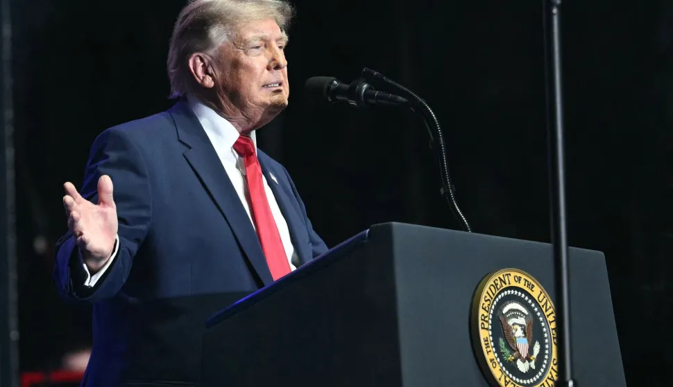 US President Donald Trump speaks during the kick-off celebration for the "Great American State Fair" on the National Mall in Washington, DC, June 24, 2026. The "Great American State Fair" will be held from June 25 to July 10, 2026, to celebrate the 250th anniversary of US independence. (Photo by Mandel NGAN/AFP)