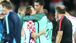 25.06.2016., Lens, Francuska - UEFA EURO 2016., osmina finala, Hrvatska - Portugal. Luka Modric, Christiano Ronaldo. Photo: Sanjin Strukic/PIXSELL