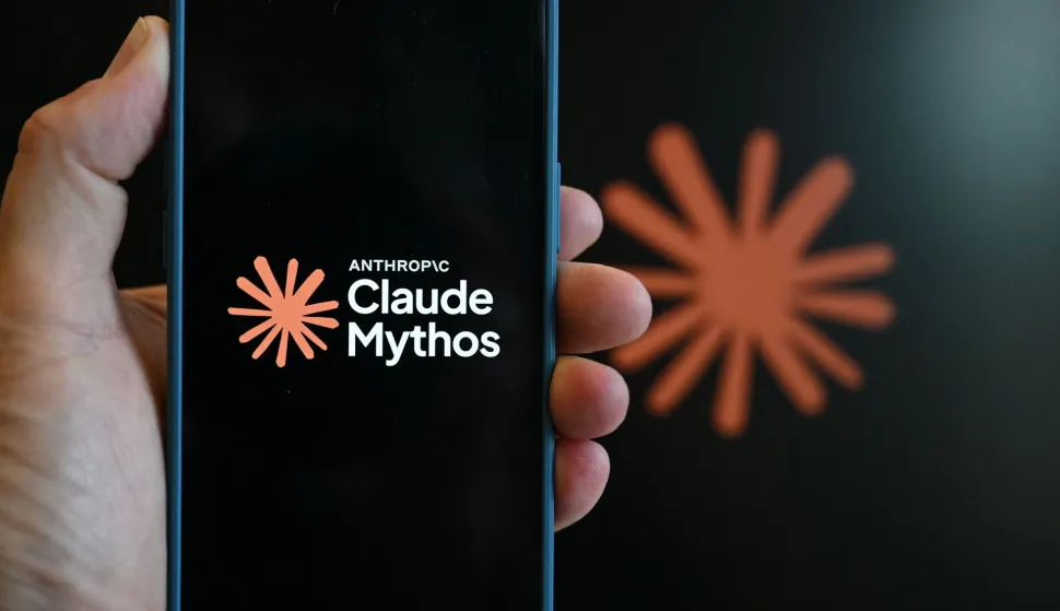 This photograph shows the logo of the AI assistant "Claude Mythos" built by the US artificial intelligence safety and research company Anthropic displayed on a smartphone's screen in Brussels on June 10, 2026. (Photo by Nicolas TUCAT/AFP)