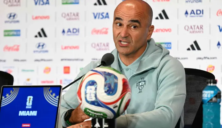 Portugal's Spanish head coach Roberto Martinez gives an MD-1 press conference at the Miami Stadium in Miami Gardens on June 26, 2026, on the eve of the 2026 World Cup Group K football match between Colombia and Portugal. (Photo by CHANDAN KHANNA/AFP)