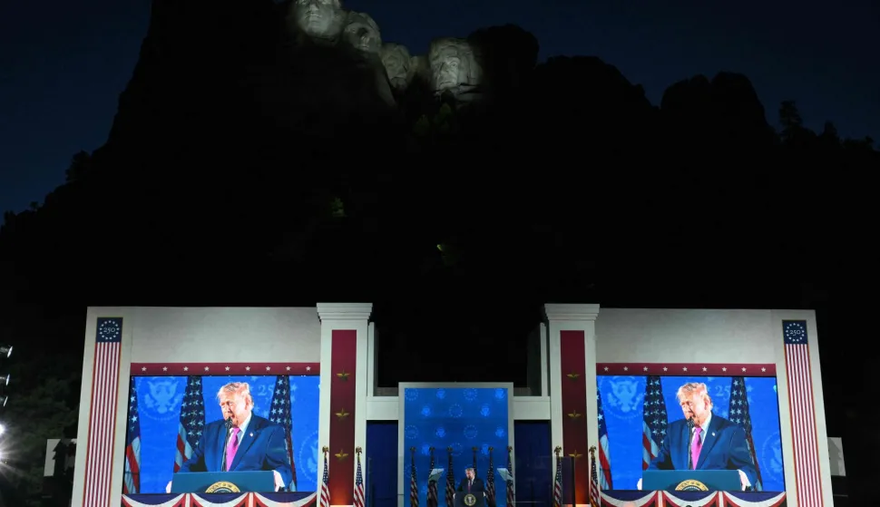 US President Donald Trump delivers remarks during the Independence Day events at Mount Rushmore National Memorial in Keystone, South Dakota, July 3, 2026. (Photo by Mandel NGAN/AFP)