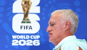 France's head coach Didier Deschamps attends an MD-1 press conference at the Philadelphia Stadium in Philadelphia on July 3, 2026, on the eve of the 2026 World Cup round of 16 football match between Paraguay and France. (Photo by FRANCK FIFE/AFP)