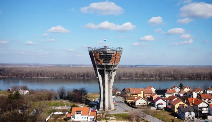 slobodnjak, vukovar, vodotoranj, iz zraka, dunav, veljaca 2022snimio: mario mihaljevic
