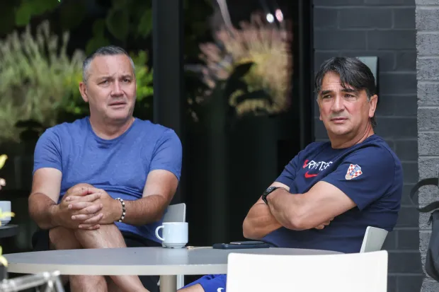 20.06.2026., Alexandria, SAD - Izbornik hrvatske reprezentacije Zlatko Dalic i predsjednik Hrvatski nogometni savez, Marijan Kustic na terasi Hotela Satire u Alexandriji, gdje je smjestena hrvatska reprezentacija tijekom FIFA Svjetskog prvenstva 2026. godine. Photo: Igor Kralj/PIXSELL