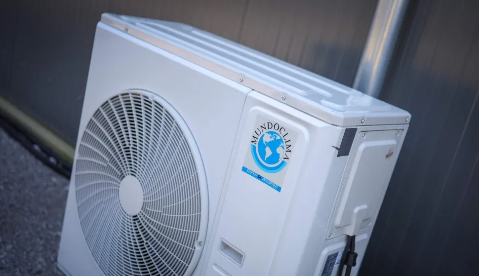 An air conditioning unit is pictured during hot weather in Magdeburg, eastern Germany on June 26, 2026. Temperatures in the capital of the eastern federal state of Saxony-Anhalt were predicted to reach 35 degrees Celsius. (Photo by Ronny HARTMANN/AFP)