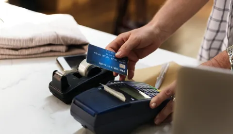 Customer is paying with a credit card
