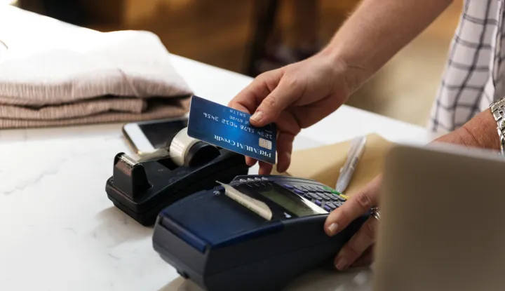 Customer is paying with a credit card