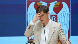 16, June, 2026, Belgrade - Media statements by the Speaker of the National Assembly of the Republic of Serbia, Ana Brnabic, and the Speaker of the National Assembly of the Republic of Slovenia, Zoran Stevanovic. Ana Brnabic. 16, jun 2026, Beograd - Izjave za medije predsednice Narodne skupstine Republike Srbije Ana Brnabic i predsednika Drzavnog zbora Republike Slovenije Zorana Stevanovica.  Photo: Antonio Ahel/ATAImages/PIXSELL