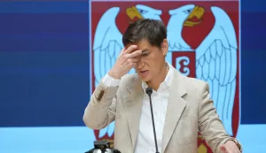 16, June, 2026, Belgrade - Media statements by the Speaker of the National Assembly of the Republic of Serbia, Ana Brnabic, and the Speaker of the National Assembly of the Republic of Slovenia, Zoran Stevanovic. Ana Brnabic. 16, jun 2026, Beograd - Izjave za medije predsednice Narodne skupstine Republike Srbije Ana Brnabic i predsednika Drzavnog zbora Republike Slovenije Zorana Stevanovica.  Photo: Antonio Ahel/ATAImages/PIXSELL