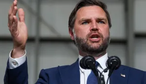 MILWAUKEE, WISCONSIN - JULY 08: U.S. Vice President JD Vance speaks at the 128th Air Refueling Wing Hangar on July 08, 2026 in Milwaukee, Wisconsin. Vance traveled to Milwaukee to deliver remarks on the Trump administration's anti-fraud initiatives. Scott Olson/Getty Images/AFP (Photo by SCOTT OLSON/GETTY IMAGES NORTH AMERICA/Getty Images via AFP)