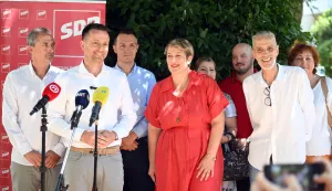 Split, 16.07.2026. - Konferencije za novinare SDP-a "Za&scaron;to Vlada kažnjava male iznajmljivače?". foto HINA/ Mario STRMOTIĆ/ ms