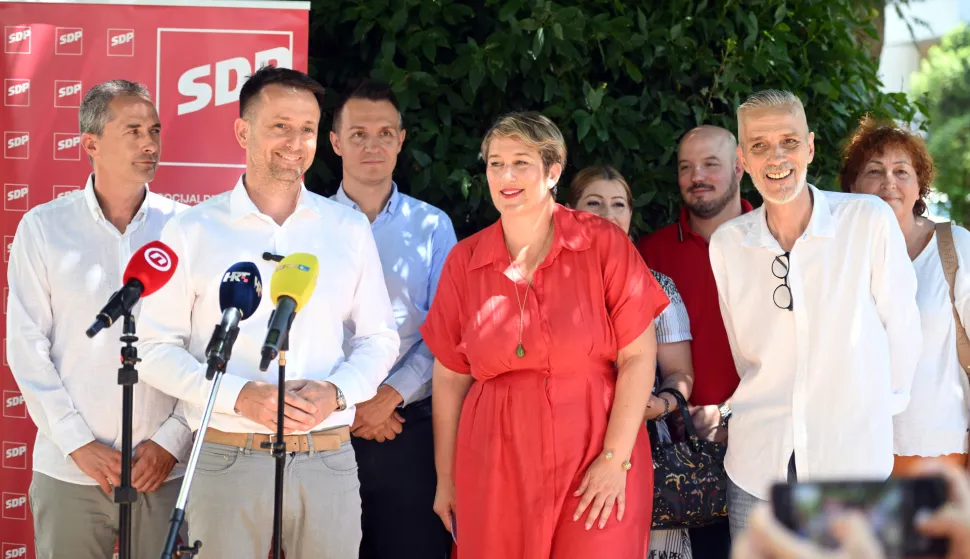 Split, 16.07.2026. - Konferencije za novinare SDP-a "Za&scaron;to Vlada kažnjava male iznajmljivače?". foto HINA/ Mario STRMOTIĆ/ ms