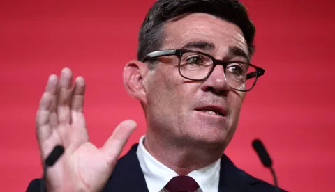 Andy Burnham speaks after being confirmed as the Labour Party's new leader and the country's next prime minister, during 'Labour?s Special Conference' in central London on July 17, 2026. (Photo by Henry Nicholls/POOL/AFP)