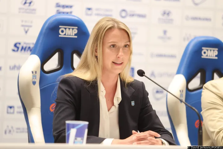29.05.2026., Opus Arena, Osijek - Predsjednica NK Osijeka Alexandra V&eacute;gh na konferenciji za medije je predstavila novog sportskog direktora i novu viziju kluba. Photo: David Jerkovic/PIXSELL