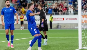 21.07.2026., Arena Thun, Bern, Svicarska - Susret Dinama i Thuna u 2. kolu kvalifikacija za UEFA Ligu prvaka. Dion Drena Beljo i Miha Zajc Photo: Kjetil Waber/PIXSELL