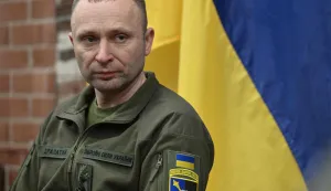 (FILES) Commander of Ukrainian land forces Mykhailo Drapaty speaks to journalists at an undisclosed location in the Donetsk region on January 6, 2025, amid the Russian invasion of Ukraine. Ukrainian President Volodymyr Zelensky said on July 21, 2026 that he was dismissing Oleksandr Syrsky, commander-in-chief of Ukraine's army, and appointing joint forces commander Mykhailo Drapaty in his place. (Photo by Genya SAVILOV/AFP)