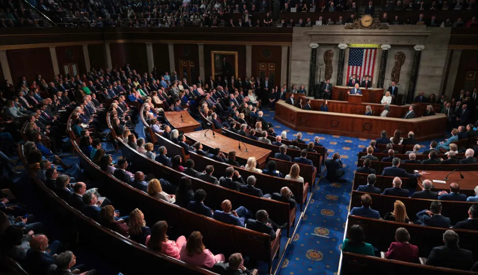 WASHINGTON, DC - APRIL 28: King Charles III addresses a joint meeting of Congress at the U.S. Capitol on April 28, 2026 in Washington, DC. In his first visit to the U.S. as the British monarch, King Charles III addressed Congress as part of a multi-day trip to the nation's capital, New York City, and Virginia celebrating the United States of America's 250th anniversary of its independence. Chip Somodevilla/Getty Images/AFP (Photo by CHIP SOMODEVILLA/GETTY IMAGES NORTH AMERICA/Getty Images via AFP)