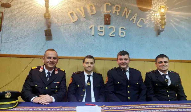 CRNAC - SRPANJ 2026. - Vodstvo DVD-a Crnac sa v.d. zapovjednikom VZ VPŽ Borisom Tom&scaron;ićemSNIMIO: VLADIMIR GRGURIĆ