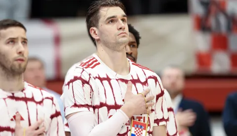 Zagreb, 27.02.2026 - Utakmica kvalifikacja za Svjetsko ko&scaron;arka&scaron;ko prenstvo, Hrvatska - Njemačka. Na slici Mario Hezonja.foto HINA/ Damir SENČAR/ ds