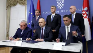 30.07.2026., Zagreb - Svecanost potpisivanja Sporazuma o razumijevanju izmedju Vlade Republike Hrvatske, Beretta Holding Grupe i financijskog investitora projektom izgradnje tvornice streljiva malog kalibra u Republici Hrvatskoj. Photo: Marko Seper/PIXSELL