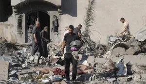 Palestinians inspect damaged and destroyed buildings after they were targeted by Israeli strikes the previous night following warnings to evacuate in Deir al-Balah, central Gaza Strip on July 29, 2026. Gaza remains gripped by daily violence, with both the Israeli military and Hamas accusing one another of violating the truce in effect since October 10. The war flattened swathes of the territory, displaced most of the population at least once, and left hundreds of thousands of people living in tents and temporary shelters. (Photo by Eyad Baba/AFP)