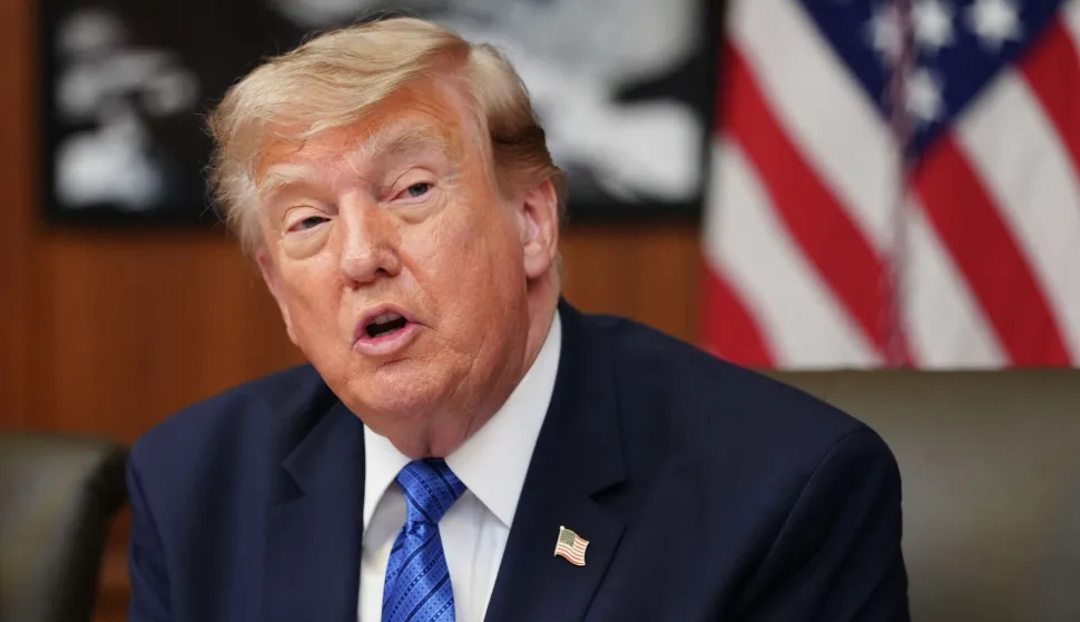 US President Donald Trump speaks during a Cabinet meeting at Camp David in Maryland, on July 31, 2026. (Photo by Aaron Schwartz/AFP)