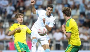 06.08.2026., Rijeka - UEFA Konferencijska liga, prva utakmica 3. kola kvalifikacija, HNK Rijeka - FC Ilves. Oskari Multala, Niko Jankovic, Moreno Zivkovic.. Photo: Nel Pavletic/PIXSELL