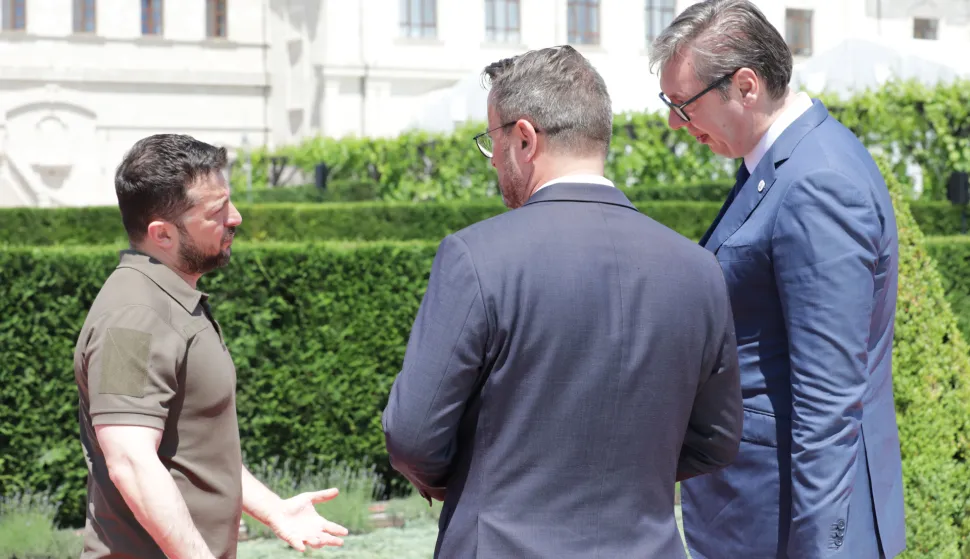 01, June, 2023, Chisinau - The summit of the European Political Community, which takes place in Mimi Castle, in the town of Bulboaki near Chisinau. Volodymyr Zelenskyy, Aleksandar Vucic. Photo: Aleksandar Roknic/ATAImages.01, jun, 2023, Kisinjev - Samit Evropske političke zajednice, koji se održava u zamku Mimi, u gradu Bulboaki kod Kisinjeva.. Photo: Aleksandar Roknic/ATAImages. Photo: ATAImages/PIXSELL