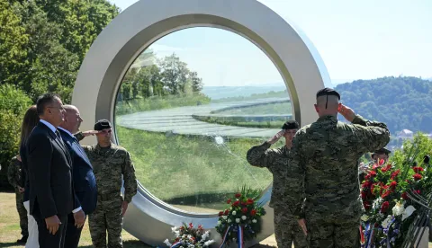 10.08.2026., Hrvatska Kostajnica - Obiljezavanje 35. godisnjice pogibije snimatelja Hrvatske radiotelevizije Gordana Lederera. Ministar Tomo Medved Photo: Josip Regovic/PIXSELL