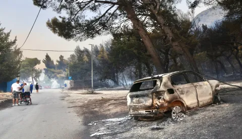 14.08.2026., Omis - Dolaskom jutra postali su vidljivi razmjeri stete nakon nezapamcenog pozara koji je jucer i nocas zahvatio podrucje Omisa. Photo: Ivo Cagalj/PIXSELL