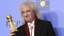 epa07267077 Brian May of Queen poses in the press room during the 76th annual Golden Globe Awards ceremony at the Beverly Hilton Hotel, in Beverly Hills, California, USA, 06 January 2019. EPA/MIKE NELSON