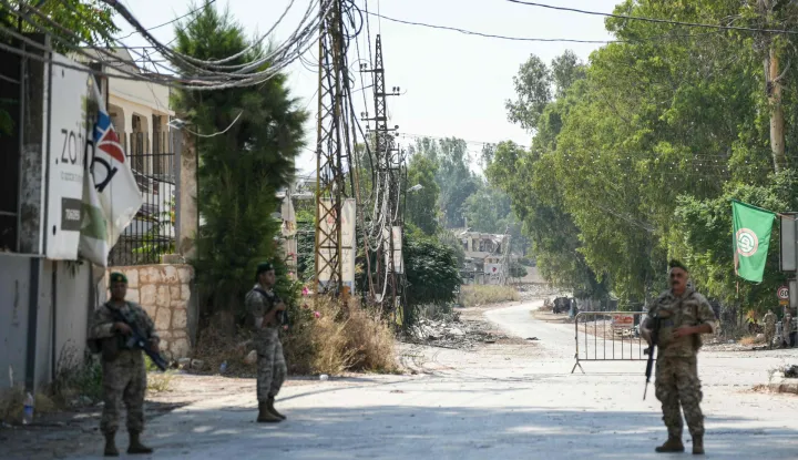 A Lebanese Army checkpoint is placed along the road that leads to the southern Lebanese village of Nabatieh al-Fawqa, which saw an overnight Israeli military strike that destroyed buildings, on August 15, 2026. Lebanese state media said an Israeli strike in the country's south on August 15, killed seven people and wounded three others, the worst toll since deals in June saw a lull in hostilities between Israel and Hezbollah. Hezbollah drew Lebanon into the Middle East war in March with rocket fire at Israel in support of its backer Iran. Israel responded with heavy airstrikes and a ground invasion that Lebanese authorities say have killed more than 4,300 people. (Photo by Abbas FAKIH/AFP)