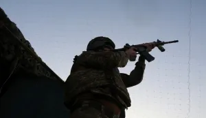 A soldier from a unit of the 13th Khartiia Operational Brigade, tasked with destroying Russian aerial targets, is on duty in one of the sectors in the Kharkiv region, Ukraine, August 1, 2026. The unit's mission is to detect and eliminate Russian FPV drones, Shaheds, Molniyas and other strike UCAVs that threaten both the military and civilians. Soldiers remain at their positions around the clock, rotating in shifts to monitor the skies and respond to every aerial threat. (Photo by Viacheslav Madiievskyi/Ukrinform) (Photo by Ukrinform/Ukrinform/Sipa USA) Photo: UKRINFORM/SIPA USA