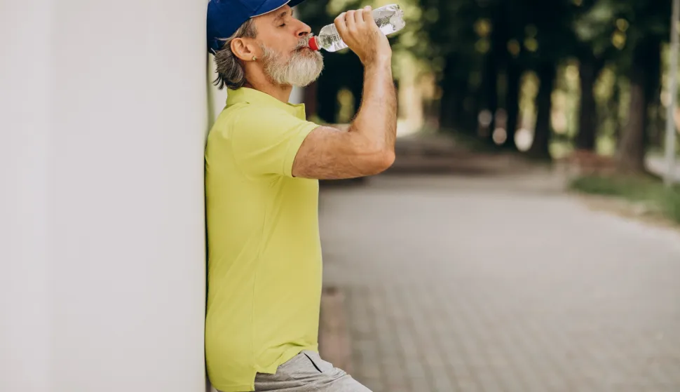 Handsome man drinking water in park after joggingSUHO DOBA Ekstremno toplo ljeto jo&scaron; se ne da, obilnijih padalina nema na vidikuMain Headline:Tek će nam jesen donijeti spas od nesnosne žege